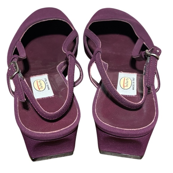 Talbots Fabric Block Heel Almond Toe Sling Back Leather Sole Size 7.5M Italy - Picture 5 of 8